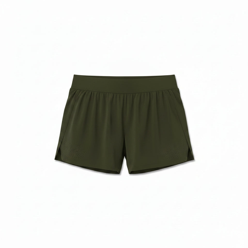 W026. Vorti Side Split Run Short - Olive