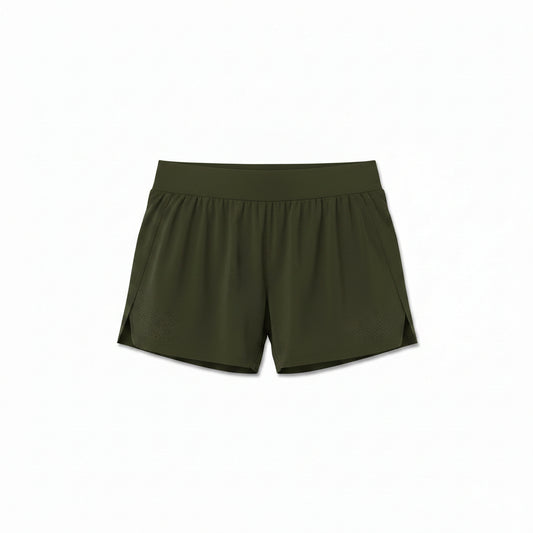 W026. Vorti Side Split Run Short - Olive