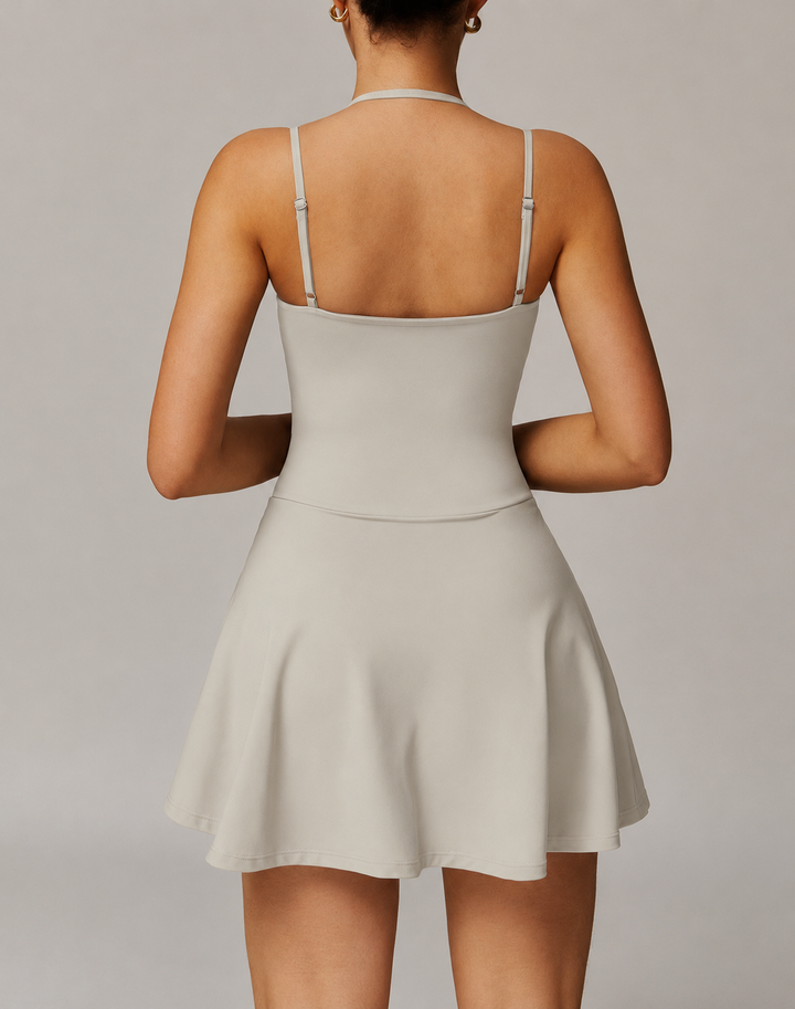 Vestido Deportivo Ajustado con Tirantes y Shorts Integrados para Mujer