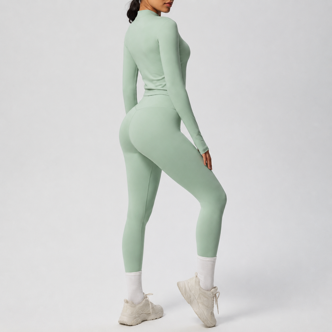 Conjunto Deportivo con Chaqueta y Leggings de Efecto Segunda Piel