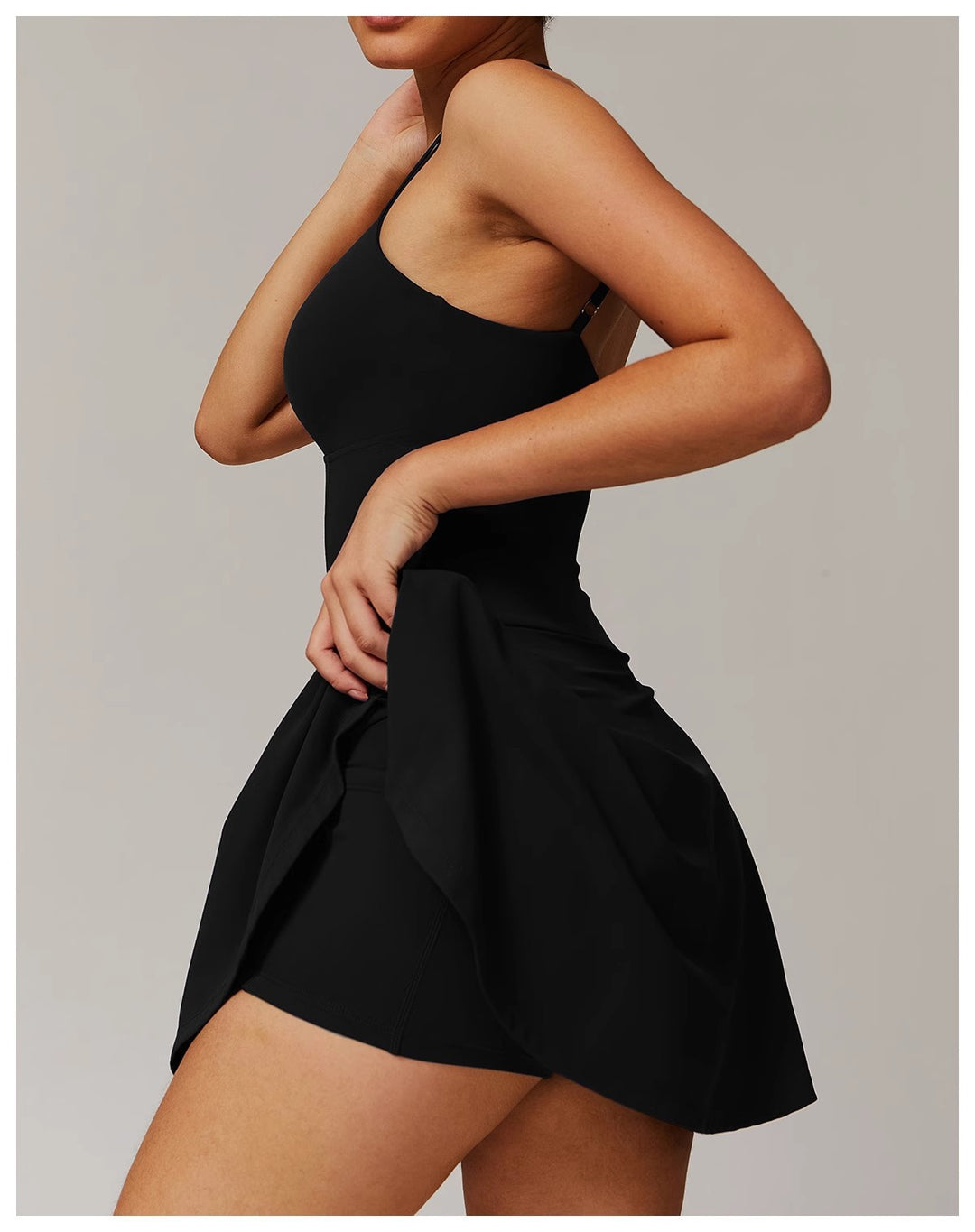 Vestido Deportivo Ajustado con Tirantes y Shorts Integrados para Mujer