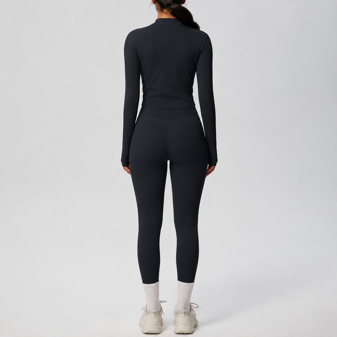 Conjunto Deportivo con Chaqueta y Leggings de Efecto Segunda Piel