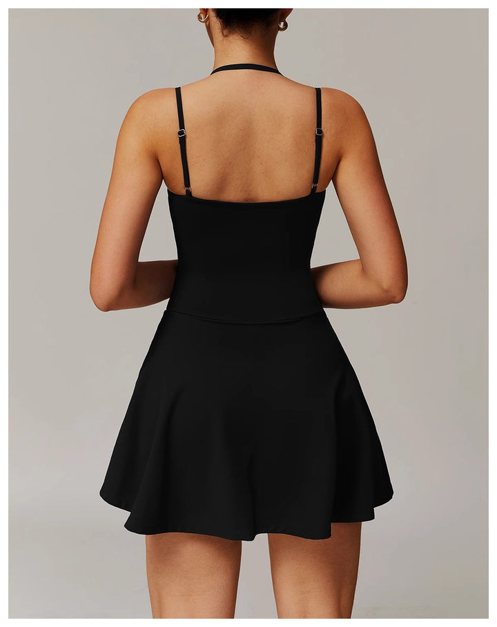 Vestido Deportivo Ajustado con Tirantes y Shorts Integrados para Mujer