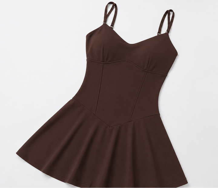 Vestido Deportivo Ajustado con Tirantes y Shorts Integrados para Mujer
