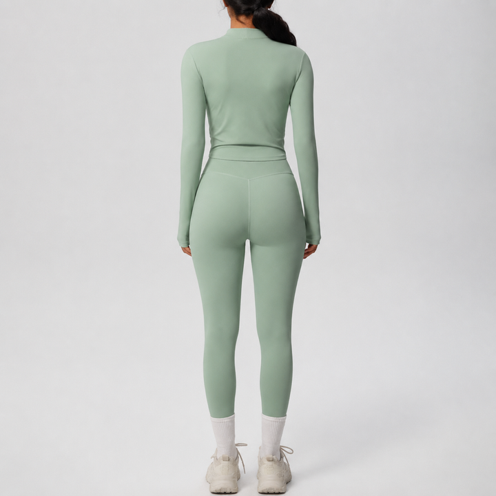 Conjunto Deportivo con Chaqueta y Leggings de Efecto Segunda Piel