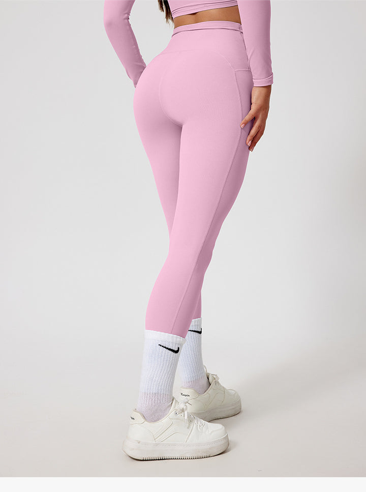 Conjunto Deportivo de Manga Larga, Secado Rápido, Cuello Redondo y Cintura Alta