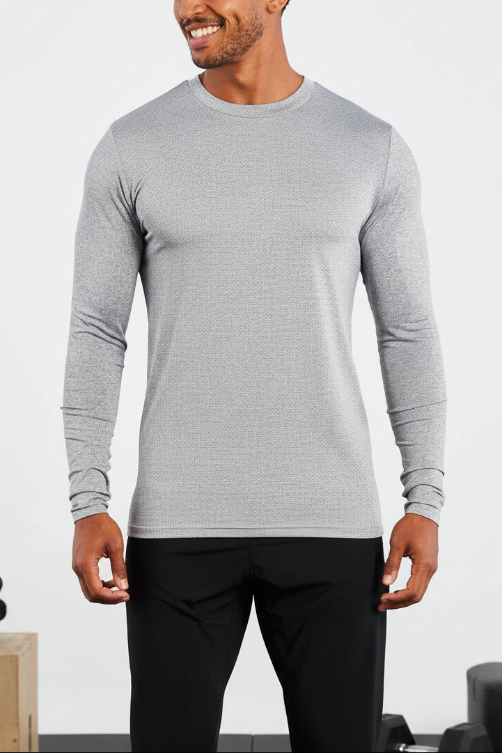 T-shirt Híbrida de Manga Comprida para o Dia a Dia - Cinzento Mesclado