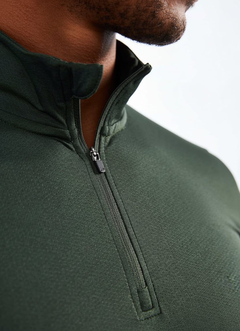 Sweatshirt 1/4 Fecho - Verde-escuro