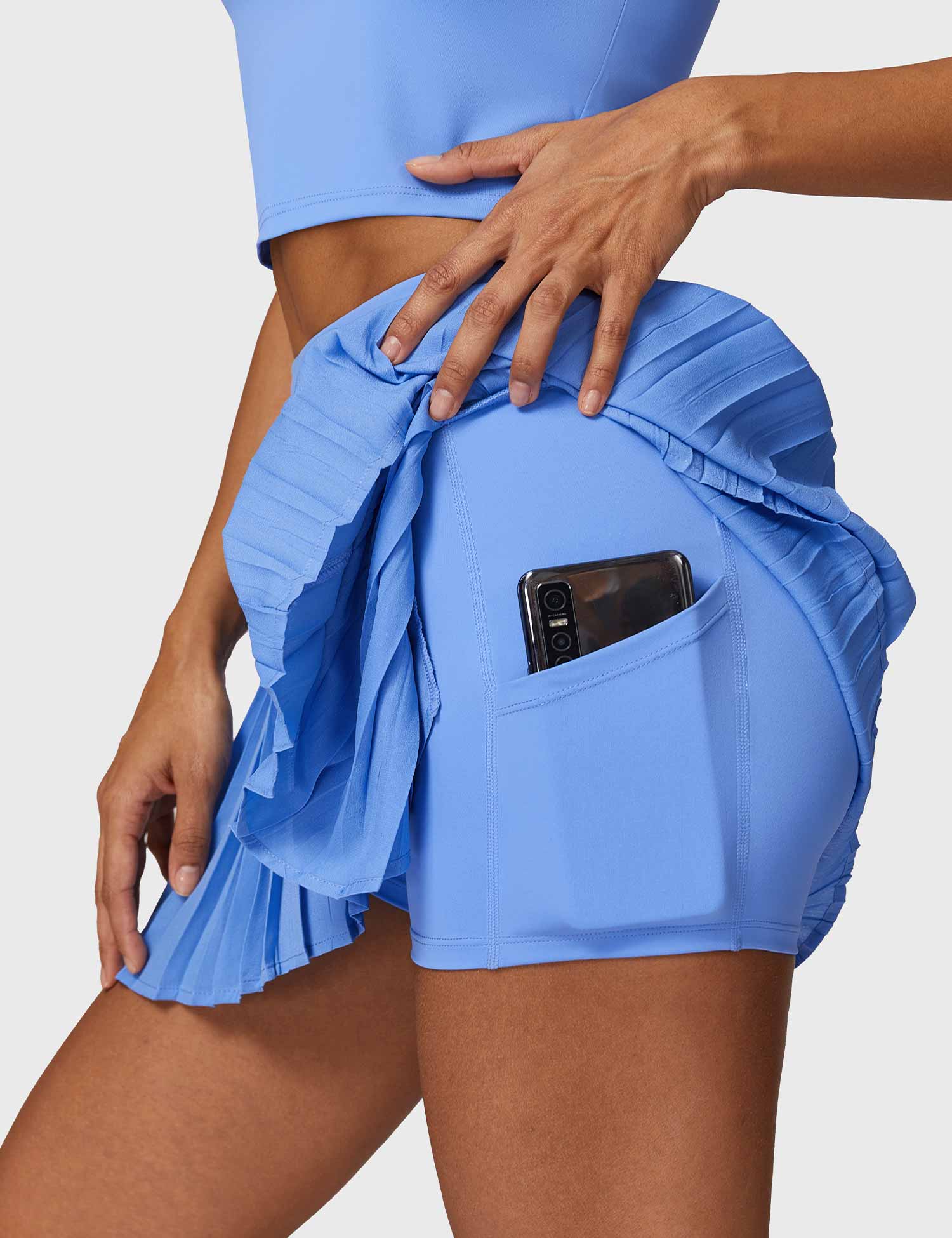 Conjunto Top Crop y Skort Azul