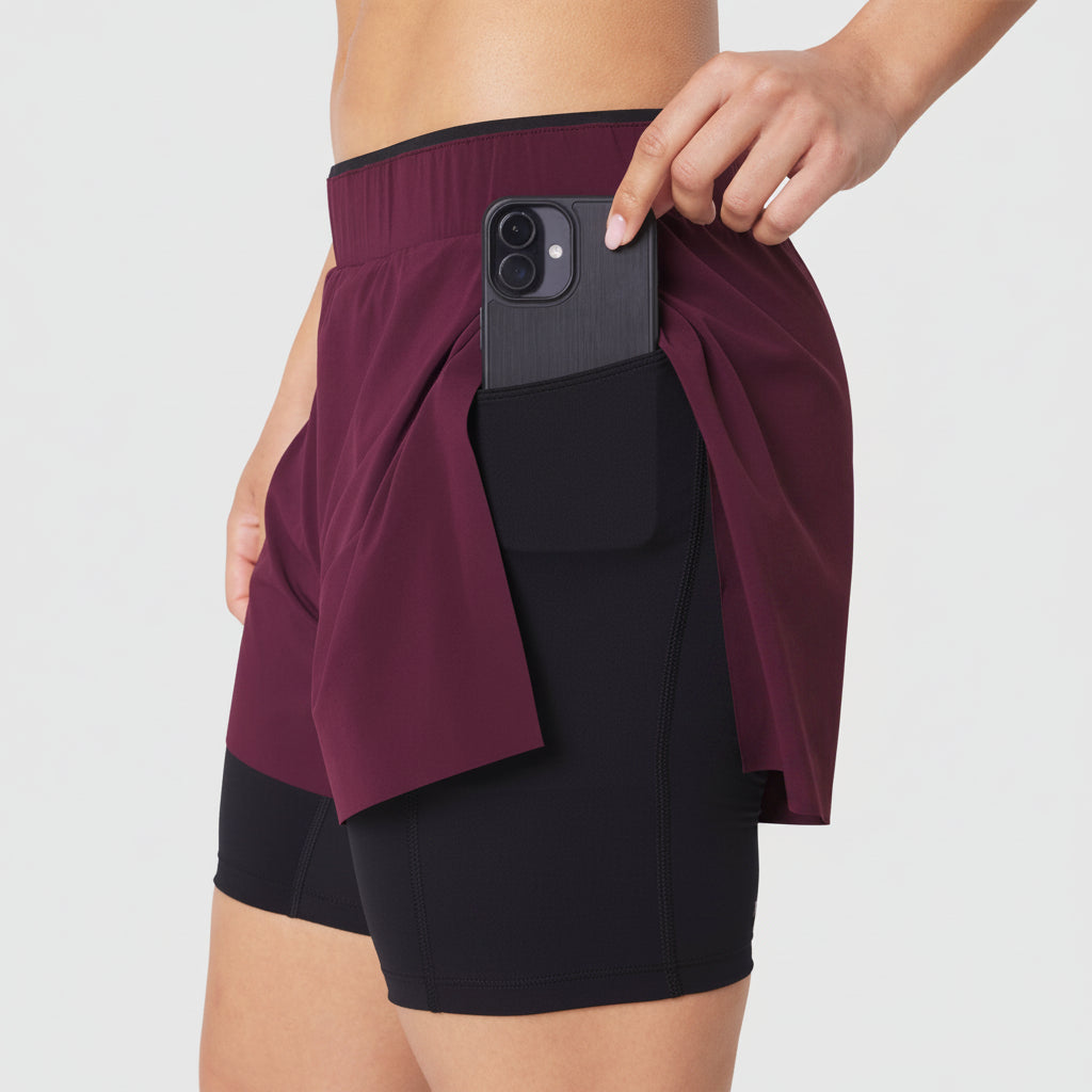 Vorti Side Split Liner Short - Merlot
