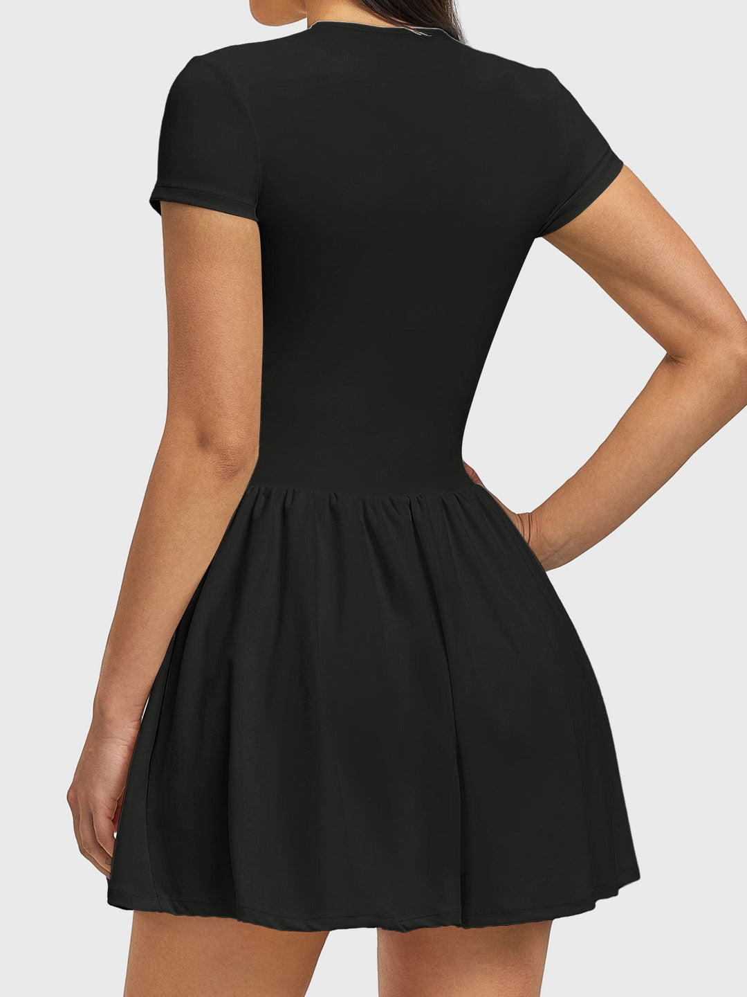 Vorti Elva Zip Front Tennis Dress Black