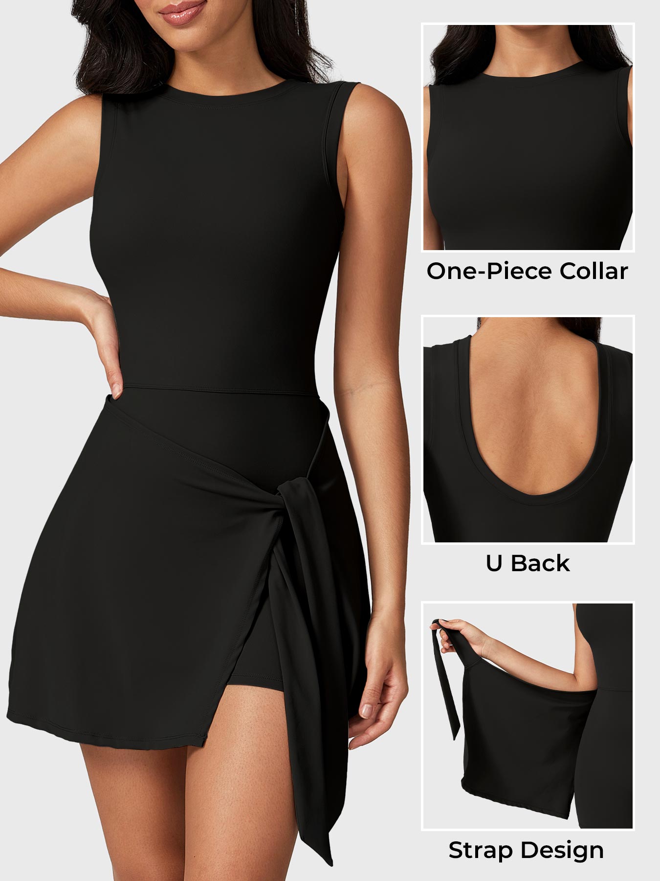 Renee Sleeveless Tennis Dress Black