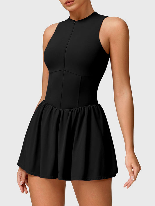 Vorti Zipper Tennis Dress Black