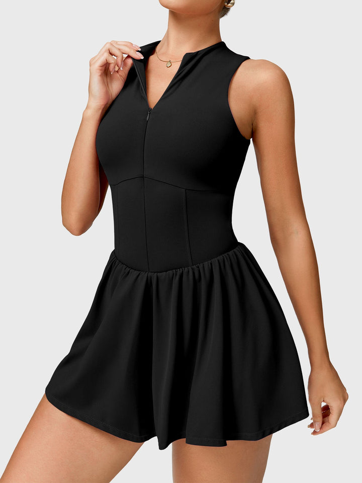 Vorti Zipper Tennis Dress Black