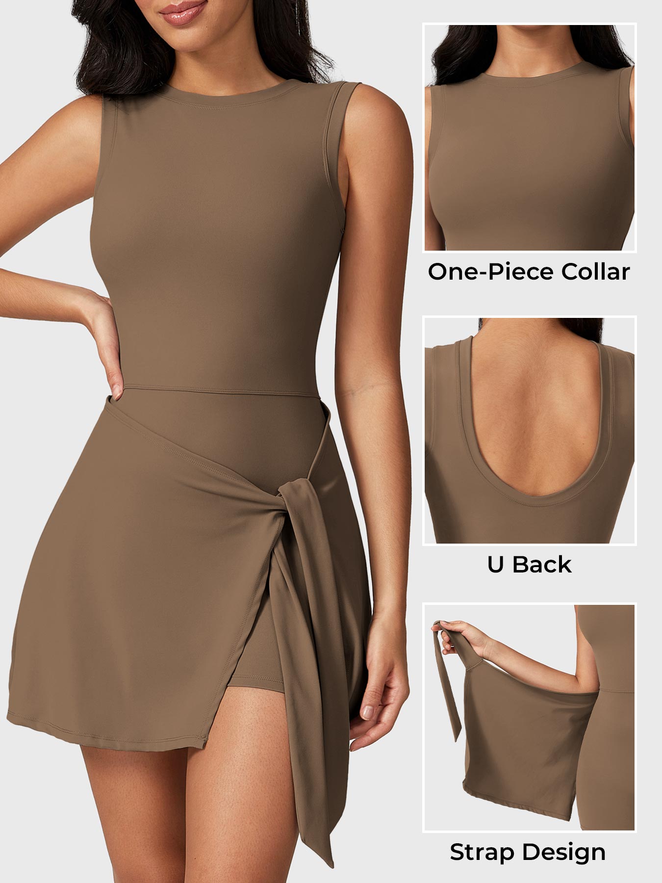 Renee Sleeveless Tennis Dress Brown