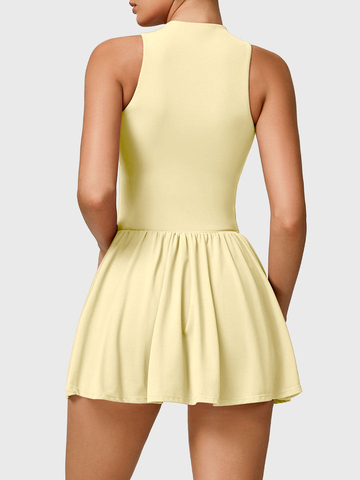Vorti Zipper Tennis Dress Yellow