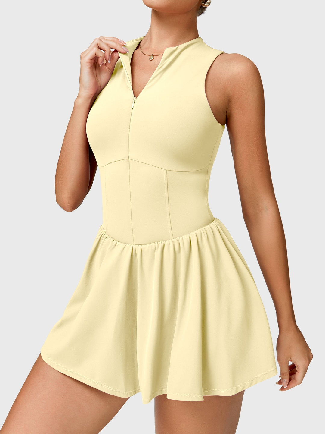 Vorti Zipper Tennis Dress Yellow