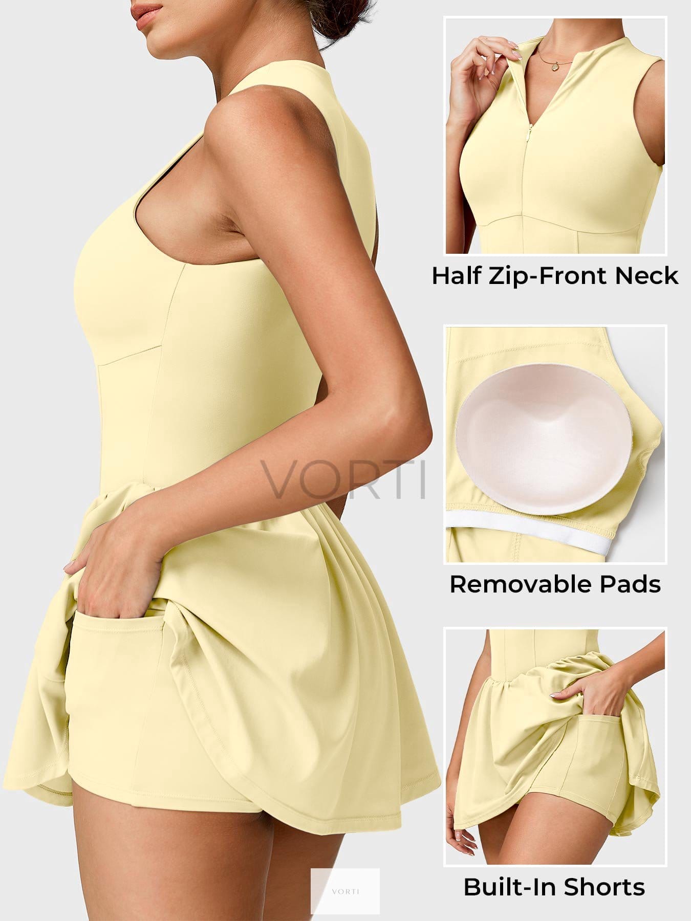 Vorti Zipper Tennis Dress Amarillo