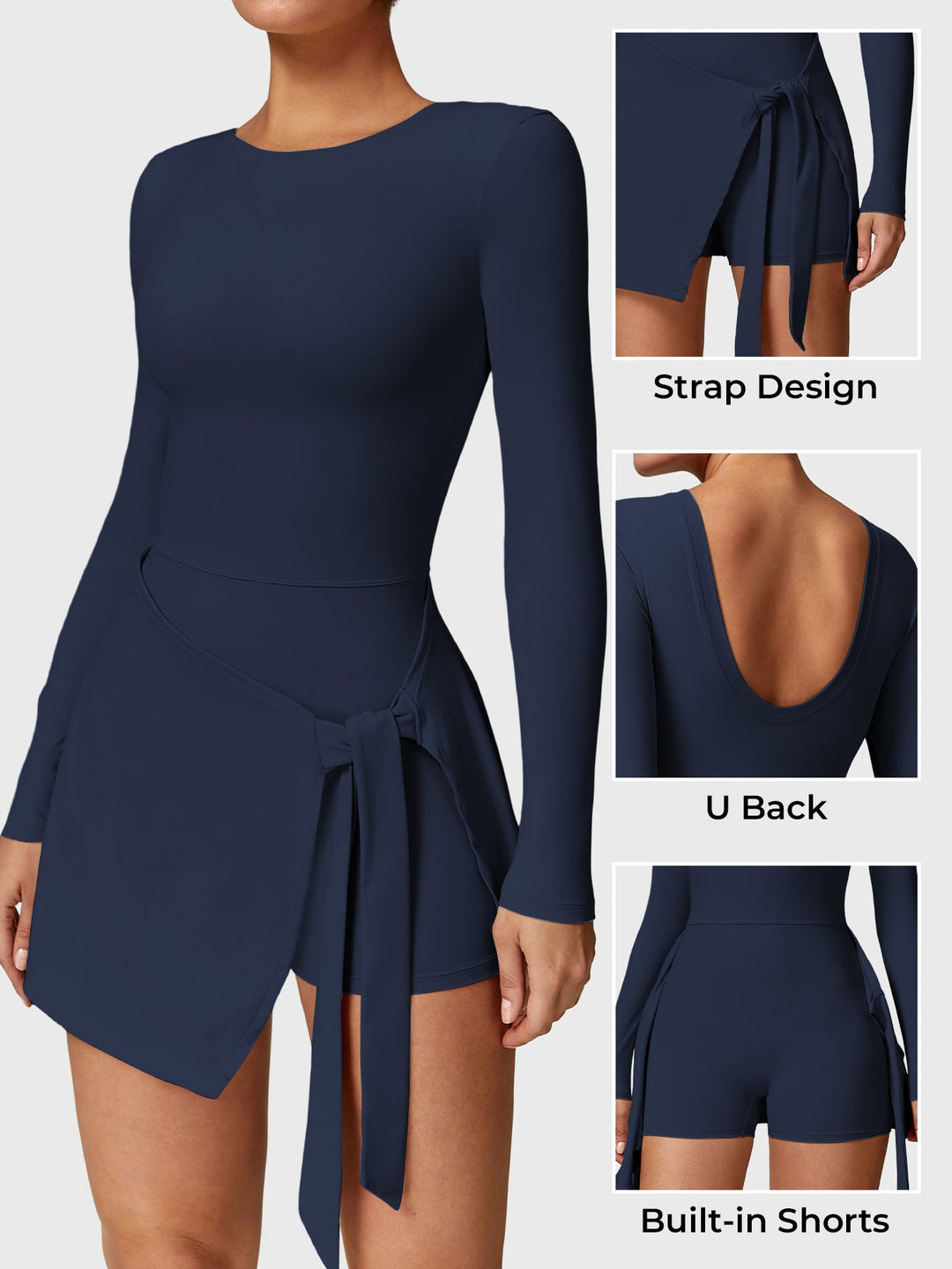 Vorti Long Sleeve Tennis Dress Deep Blue