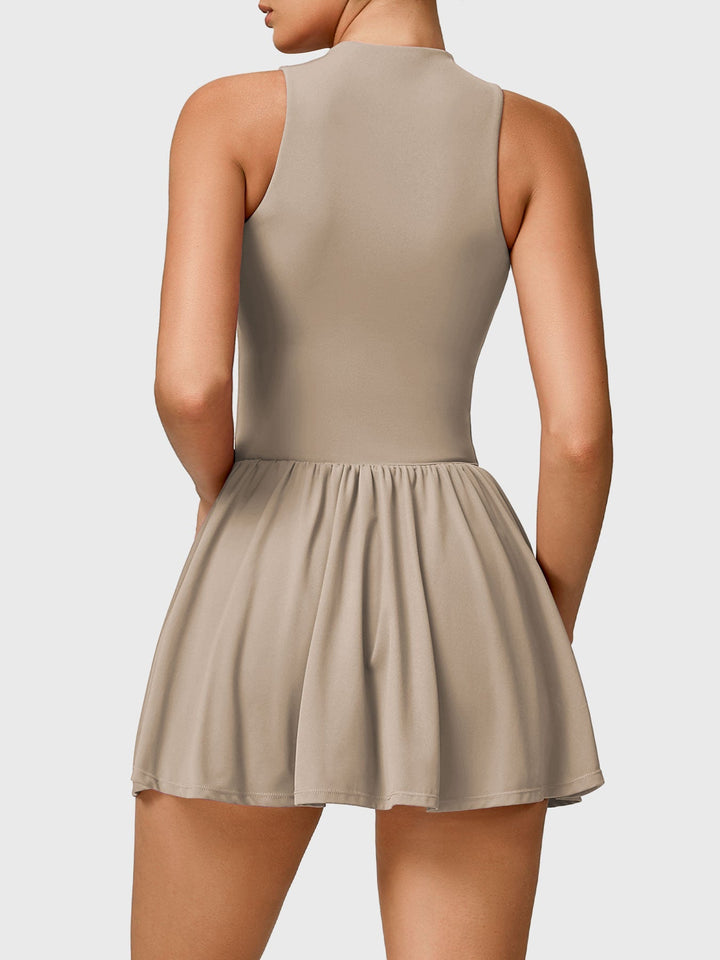Vorti Zipper Tennis Dress Light Khaki