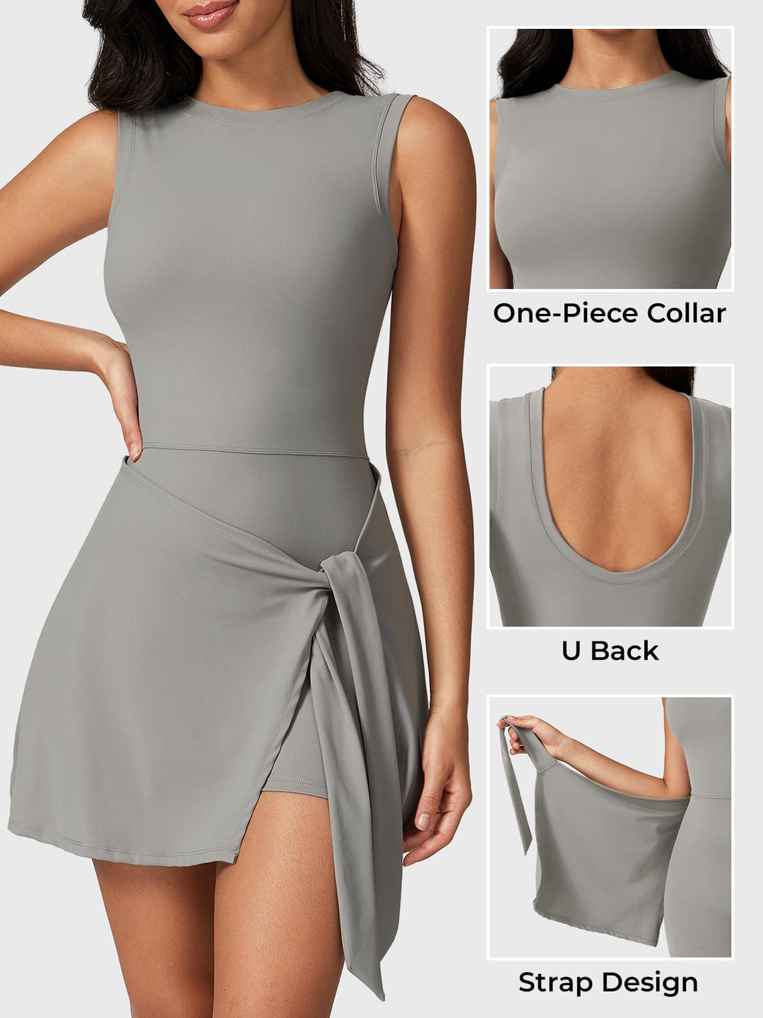 Vorti Sleeveless Tennis Dress Grey