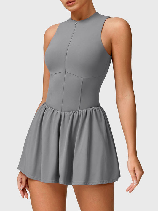 Vorti Zipper Tennis Dress Grey