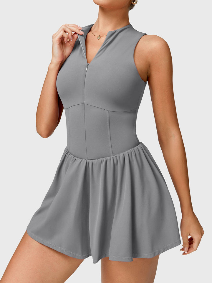 Vorti Zipper Tennis Dress Grey
