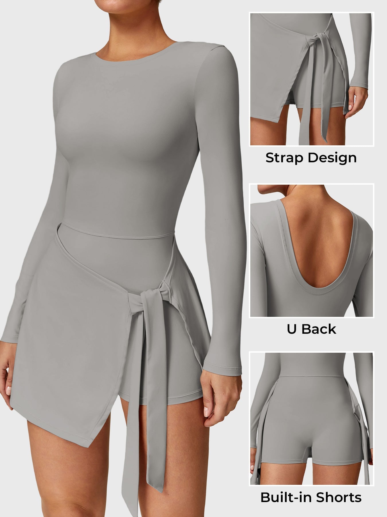 Renee Long Sleeve Tennis Dress Grey