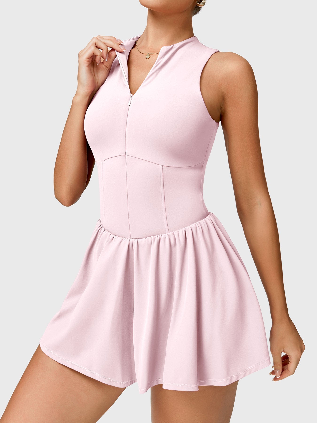 Vorti Zipper Tennis Dress Pink