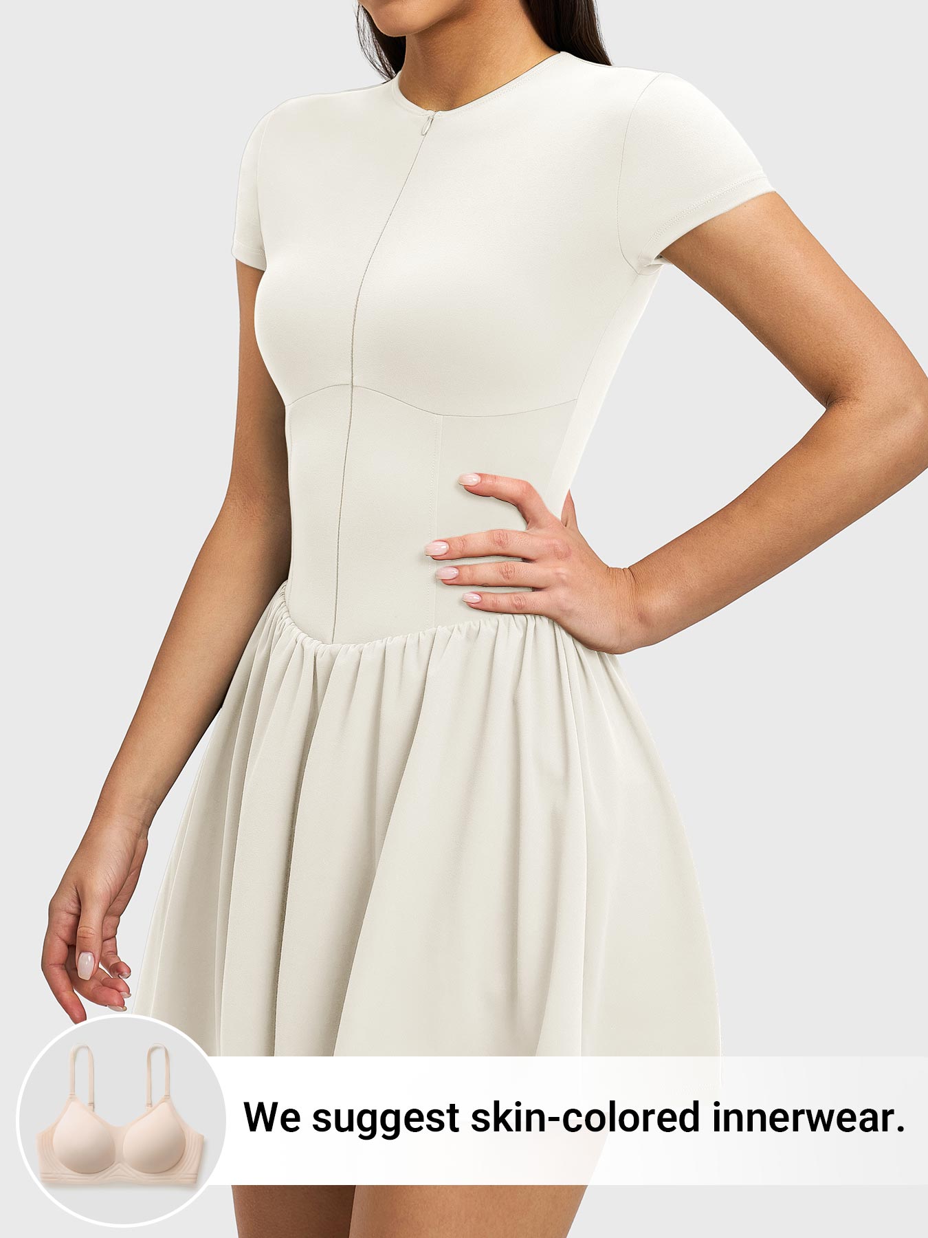 Vorti Zip Front Tennis Dress White