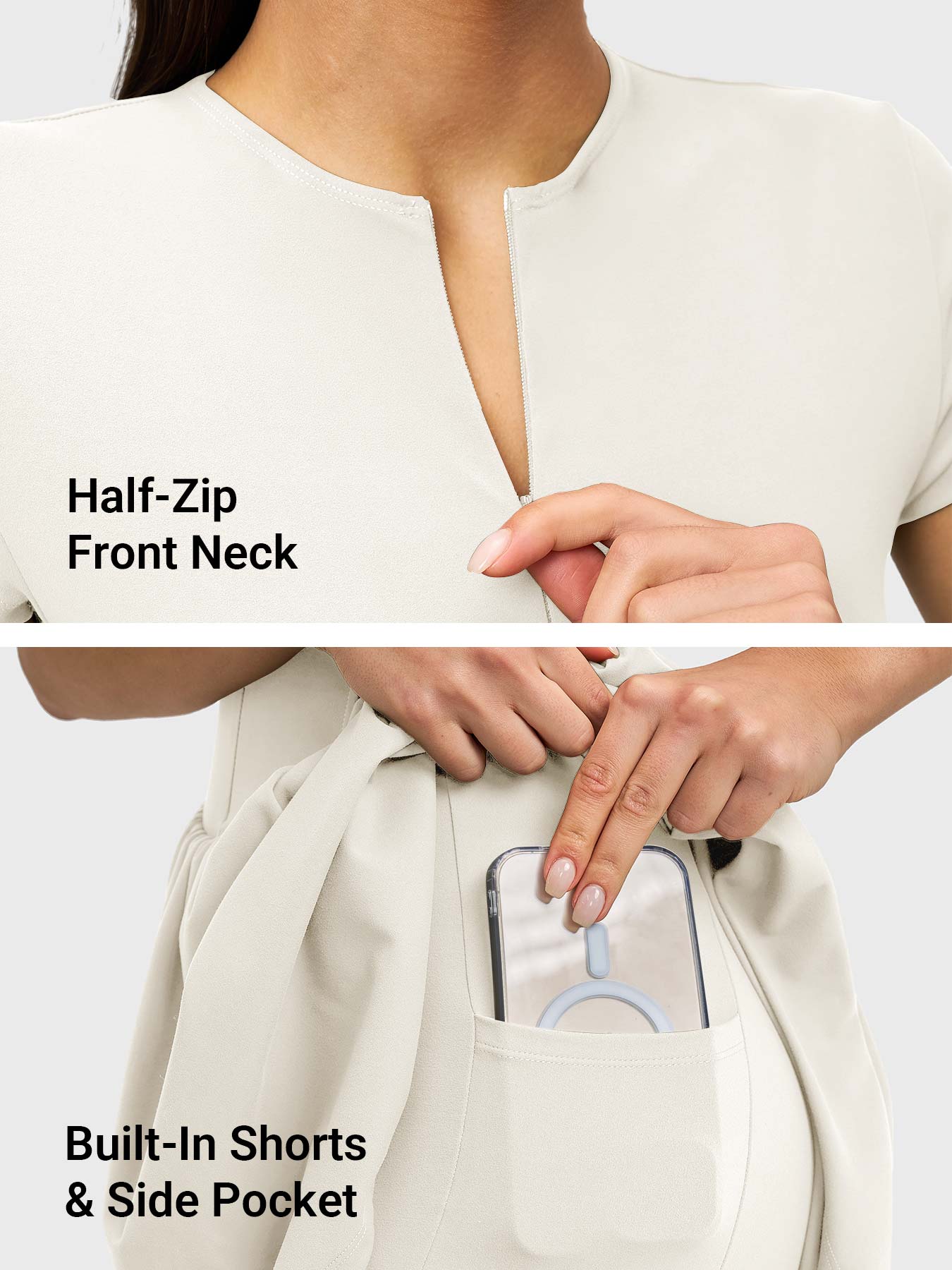 Vorti Zip Front Tennis Dress White