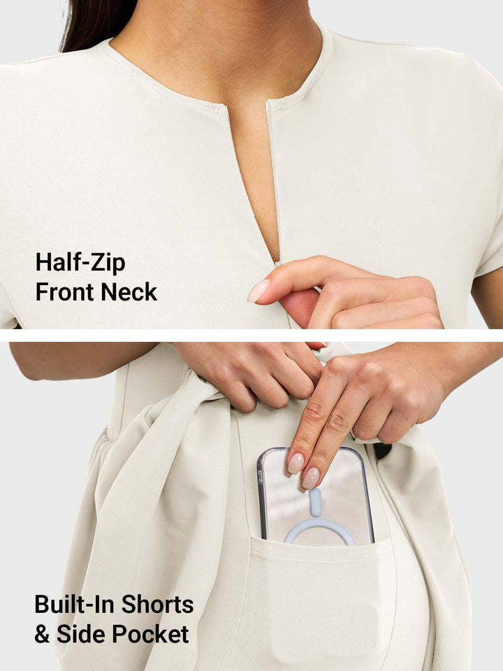 Vorti Zip Front Tennis Dress White