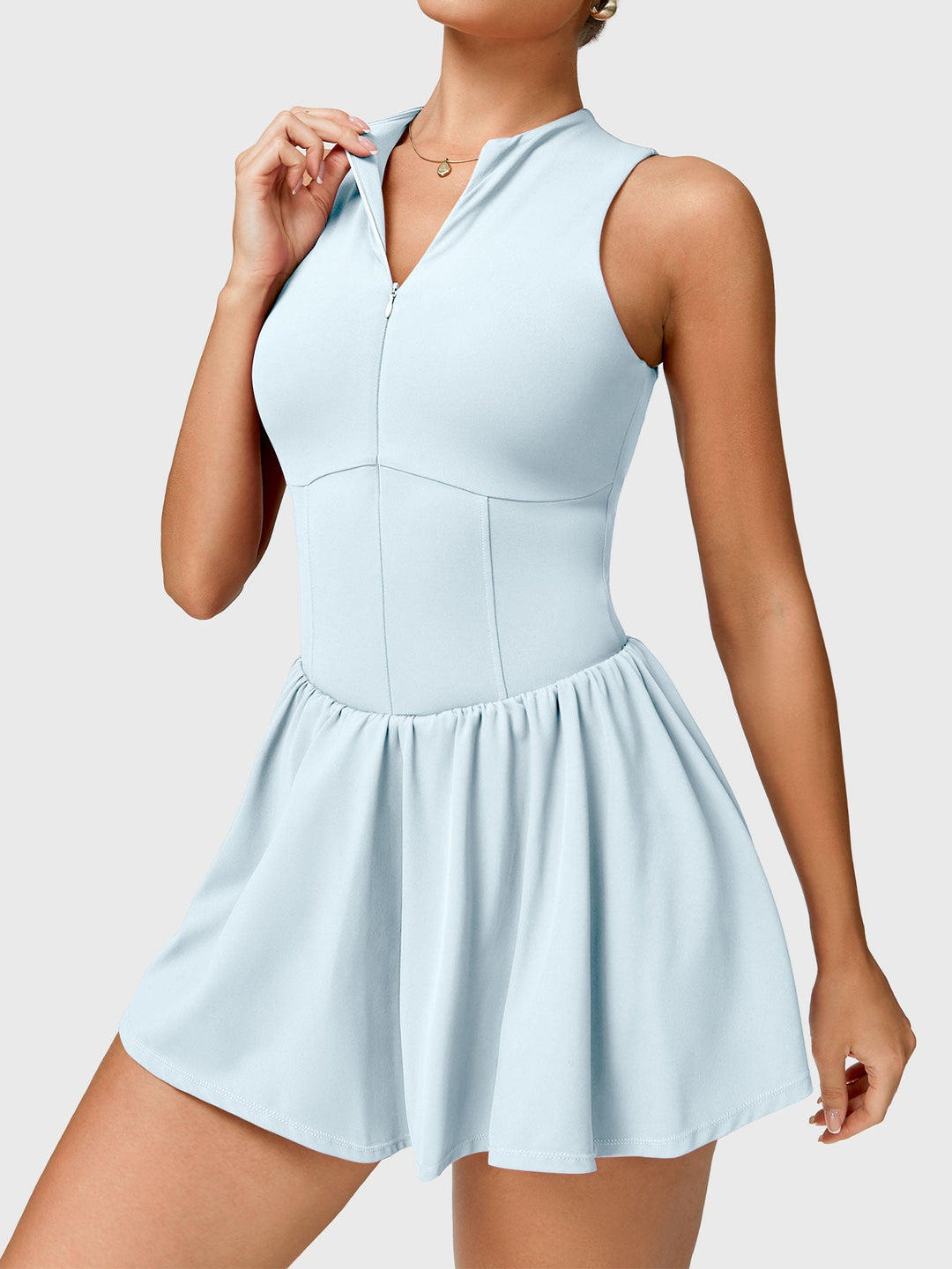 Vorti Zipper Tennis Dress Light Blue