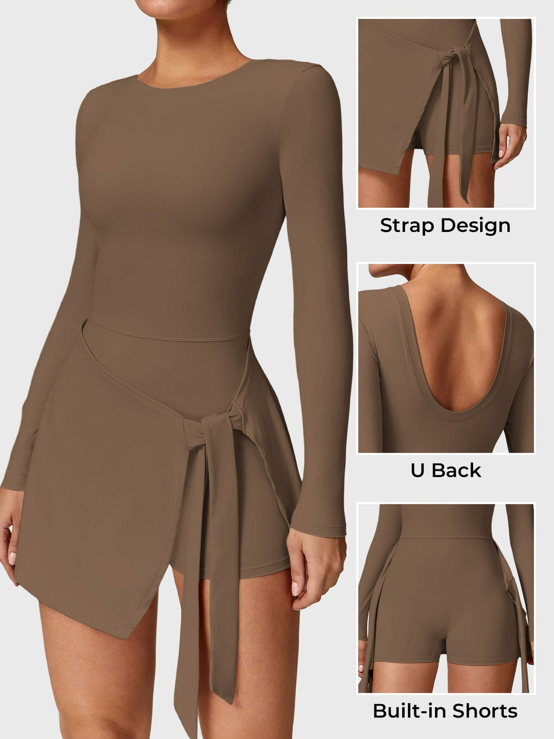 Vestido de Ténis de Manga Comprida Vorti Castanho