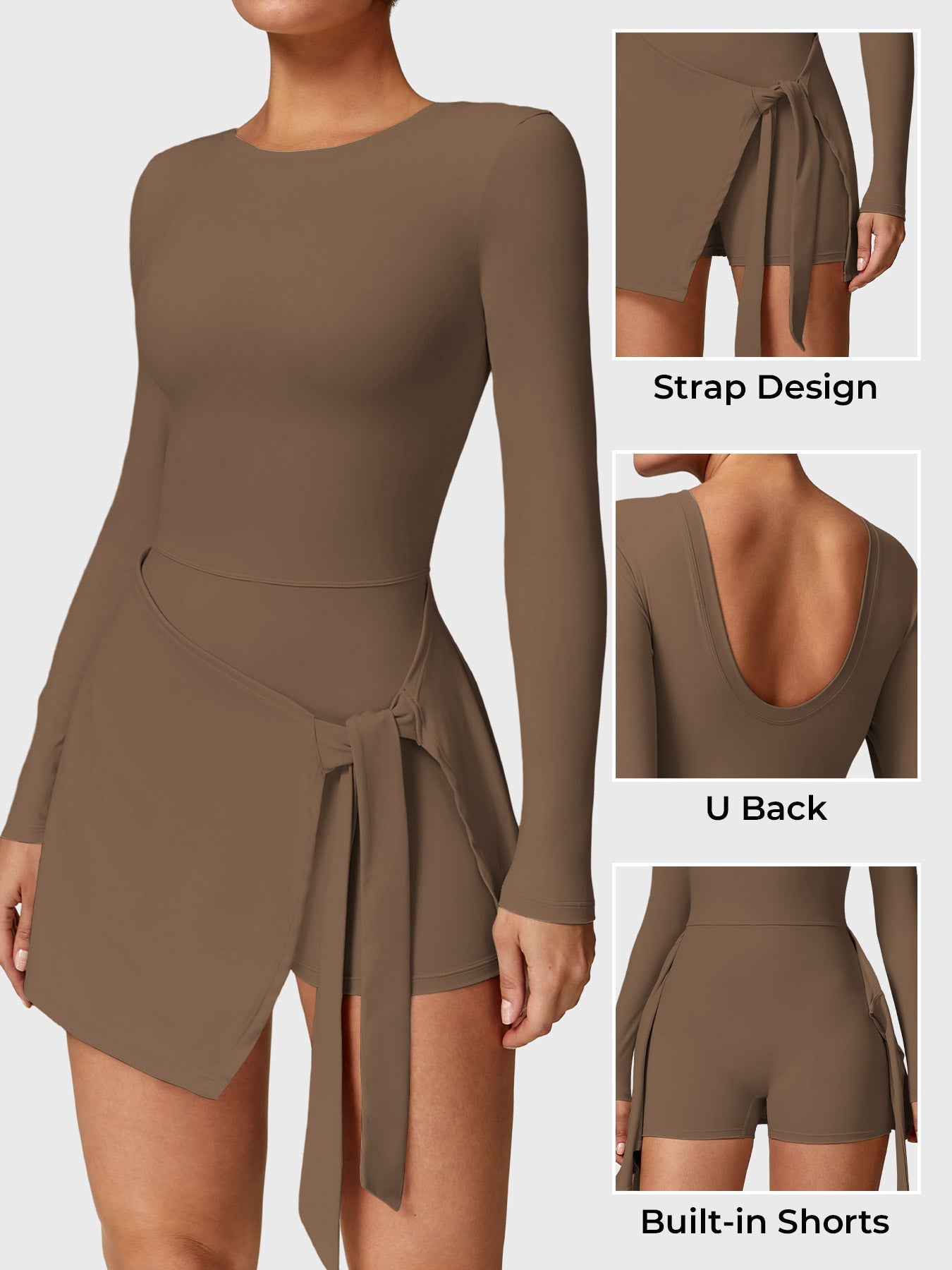 Renee Long Sleeve Tennis Dress Brown