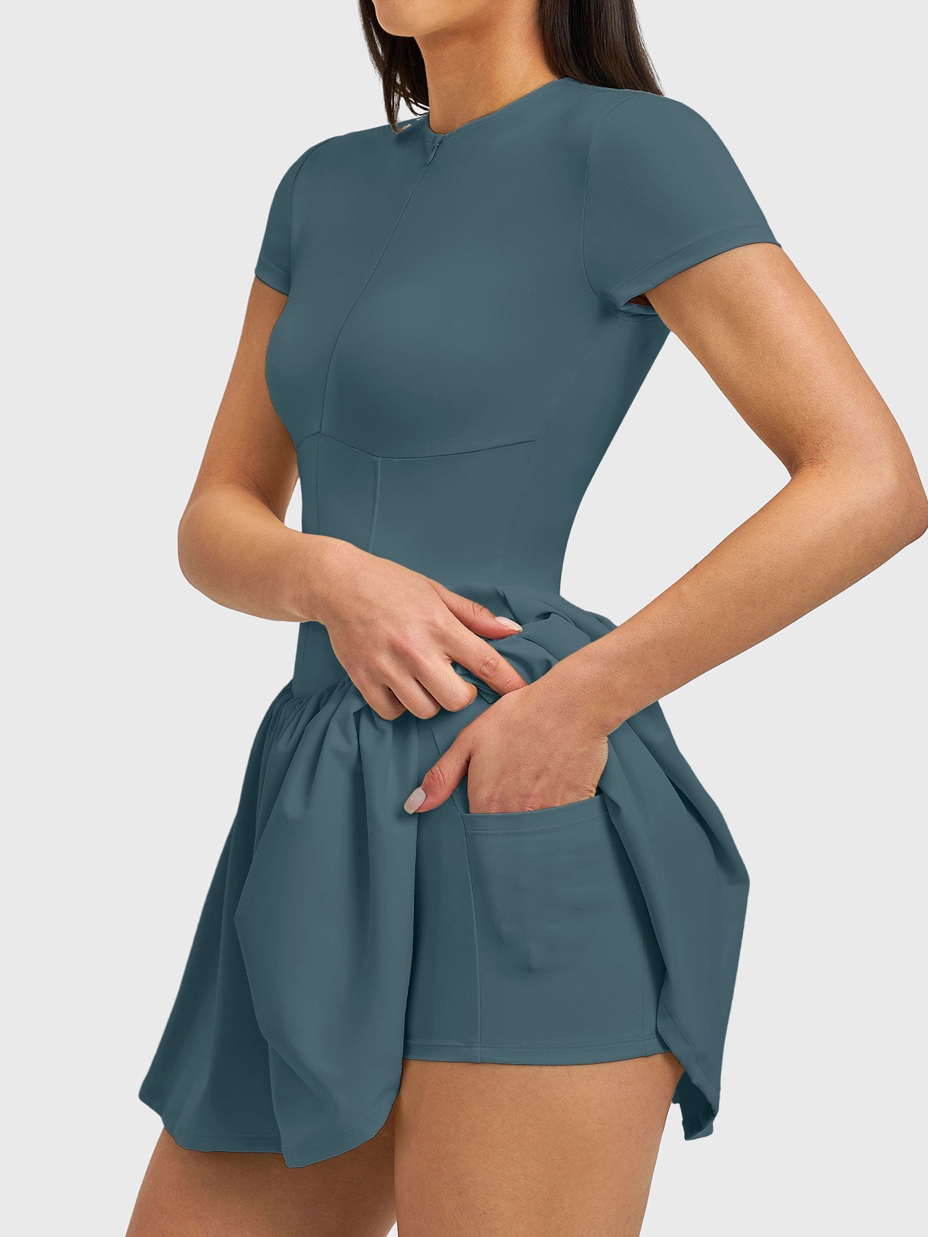 Vorti Zip Front Tennis Dress Deep Sea Blue