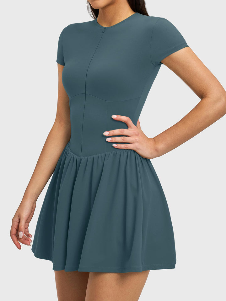 Vorti Zip Front Tennis Dress Deep Sea Blue