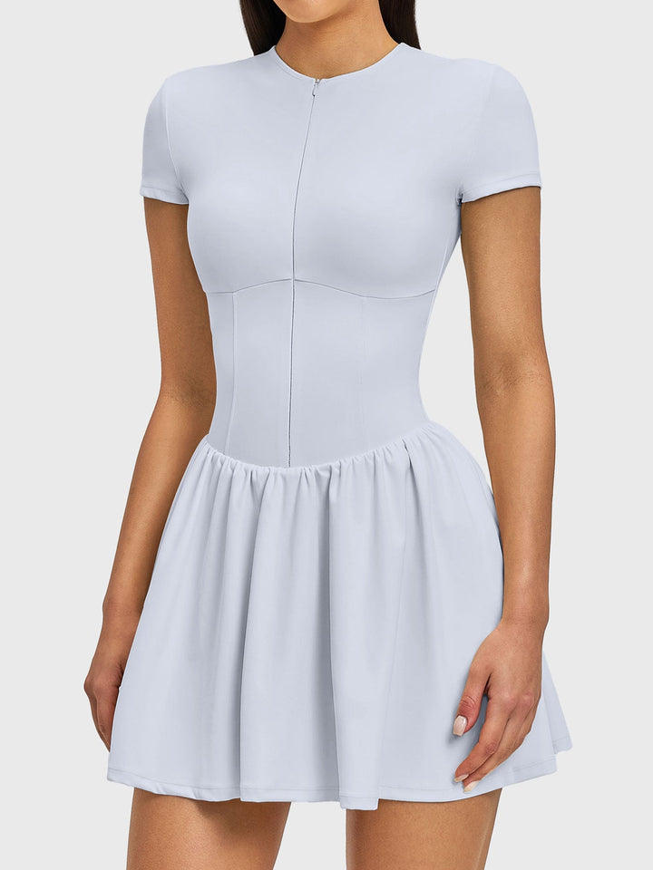 Vorti Zip Front Tennis Dress Light Blue