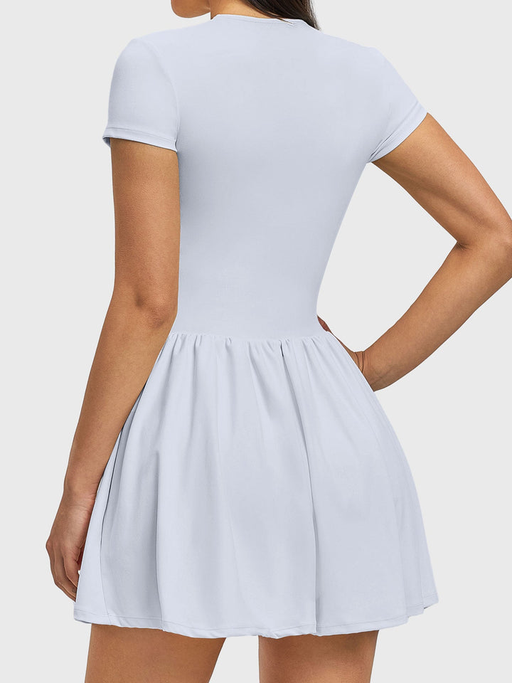 Vorti Zip Front Tennis Dress Light Blue