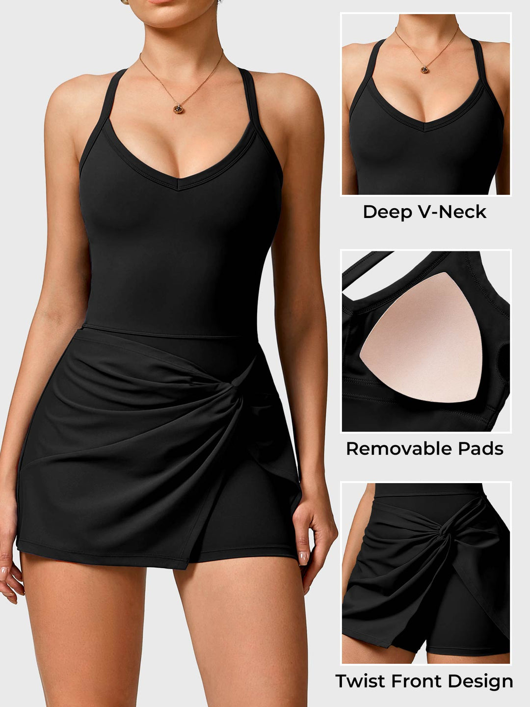 Vorti Twist Front Tennis Dress Black