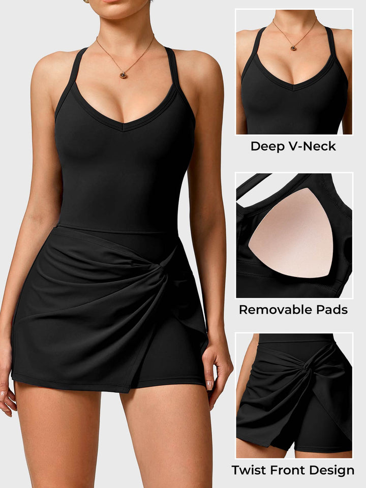 Vorti Twist Front Tennis Dress Black
