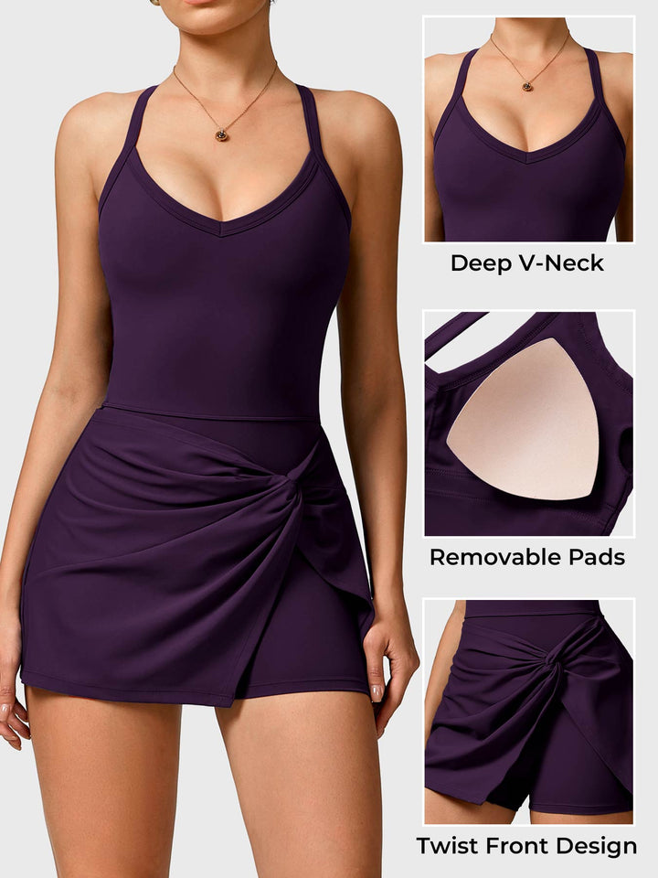 Vorti Twist Front Tennis Dress Grape