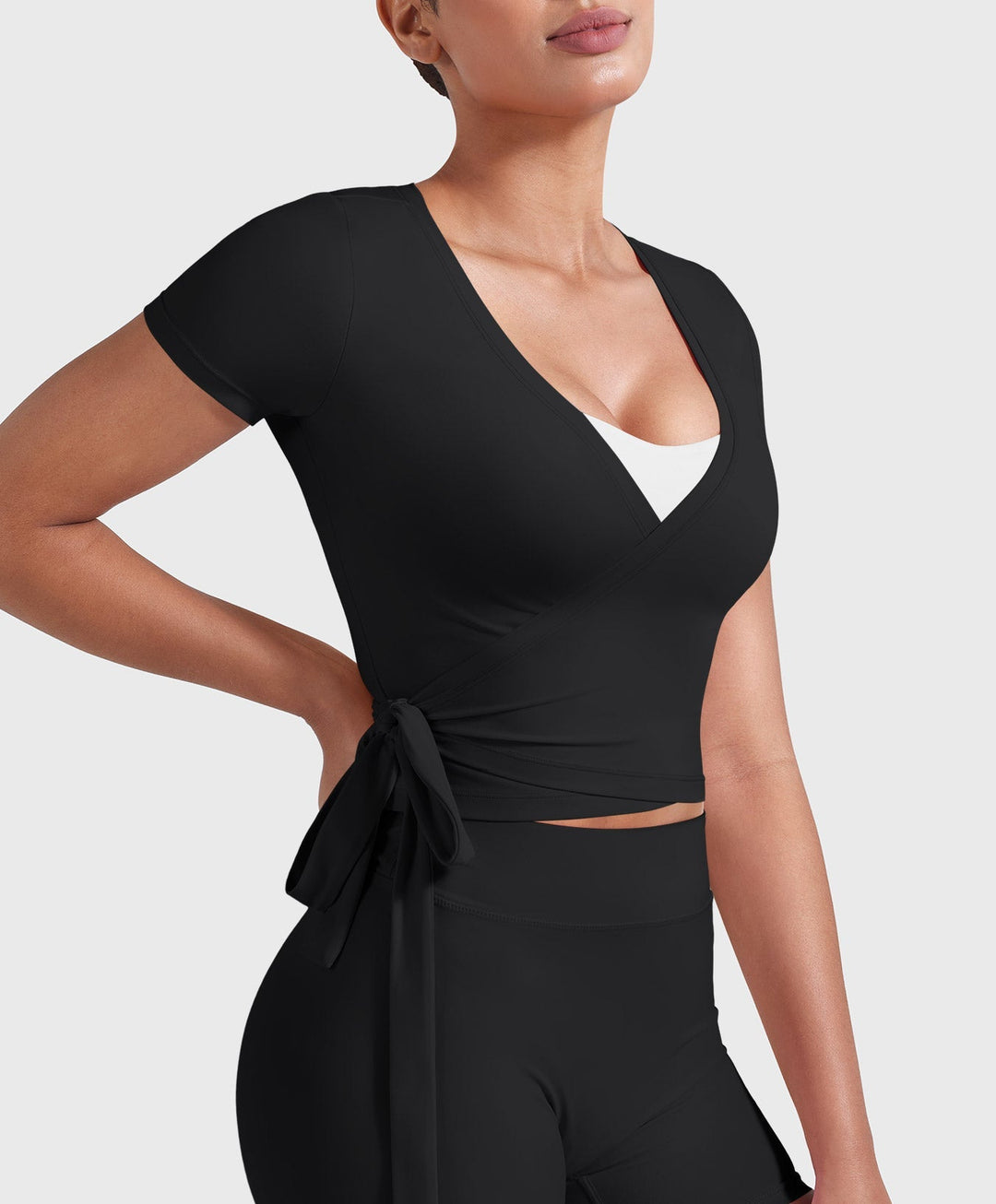 Vorti Denaiy Short Sleeve Ballet Wrap Top