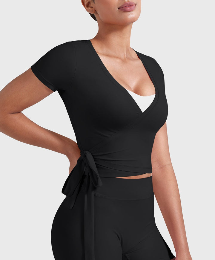 Vorti Denaiy Short Sleeve Ballet Wrap Top
