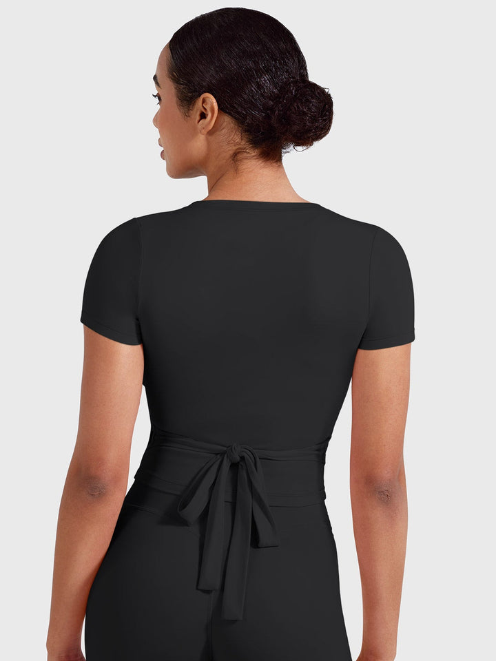 Vorti Denaiy Short Sleeve Ballet Wrap Top