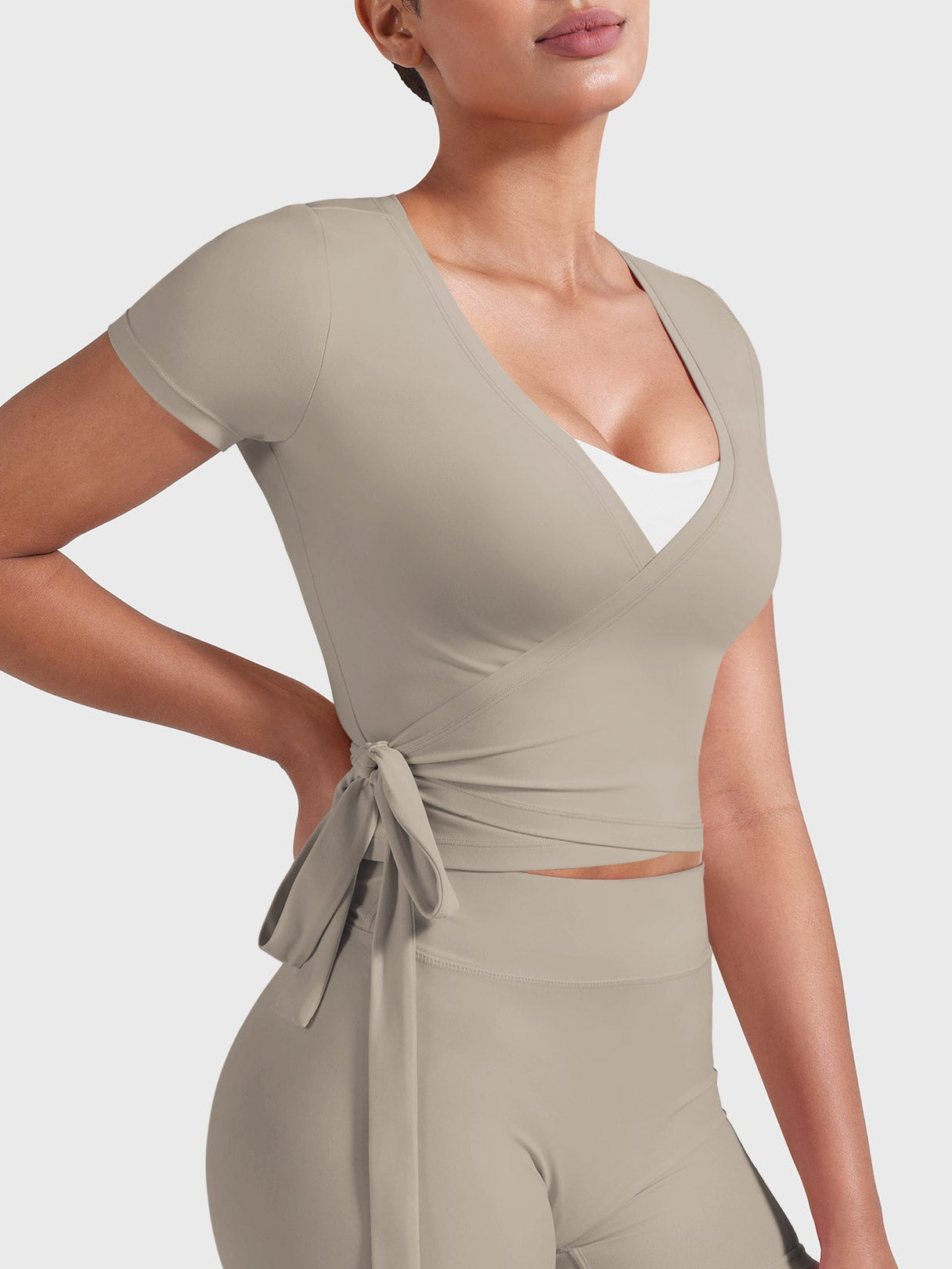 Vorti Denaiy Short Sleeve Ballet Wrap Top