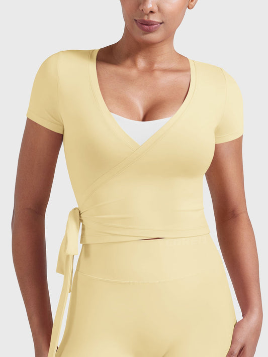 Vorti Denaiy Short Sleeve Ballet Wrap Top