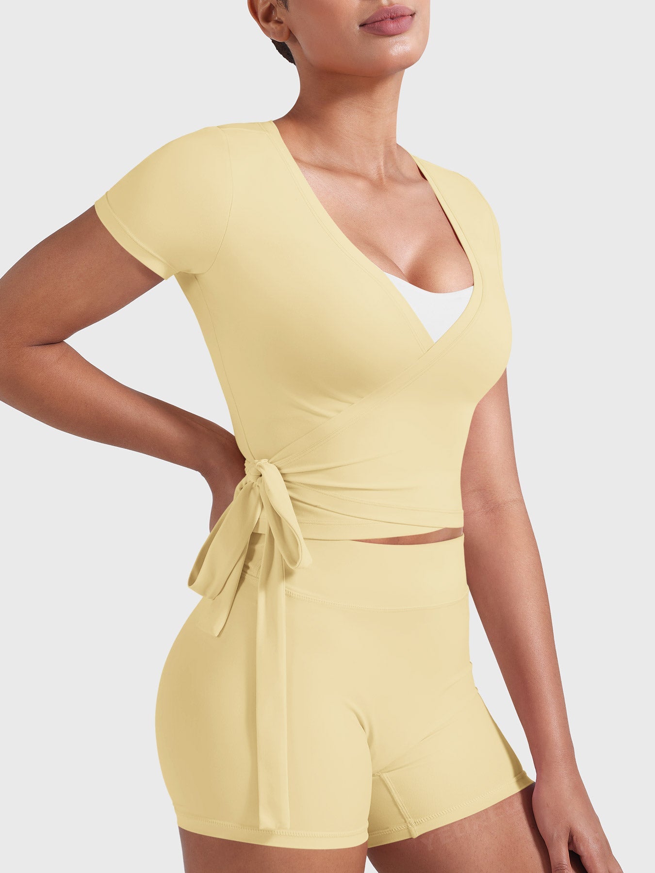 Vorti Denaiy Short Sleeve Ballet Wrap Top