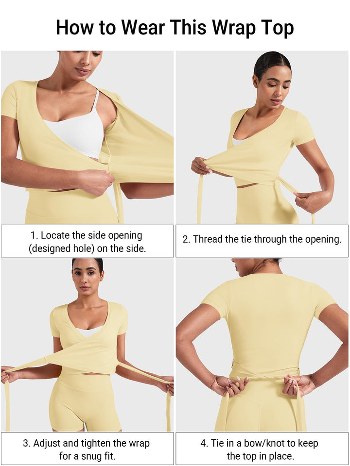 Vorti Denaiy Short Sleeve Ballet Wrap Top