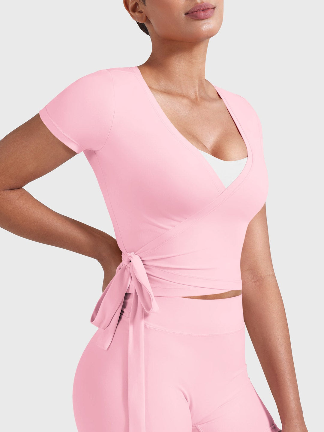 Vorti Denaiy Short Sleeve Ballet Wrap Top